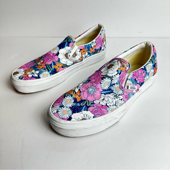 Vans Floral Canvas Shoes Women's 8.5 or Men's 7 Slip On Off The Wall Pink Unisex - Picture 5 of 9